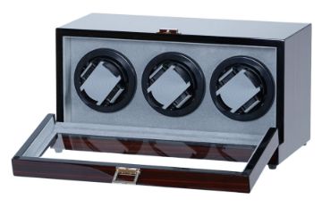 Triple Watch Winder Ebony Wood w/LCD Dispaly w/Japanese Mabuchi Motors Belocia triple watch winder