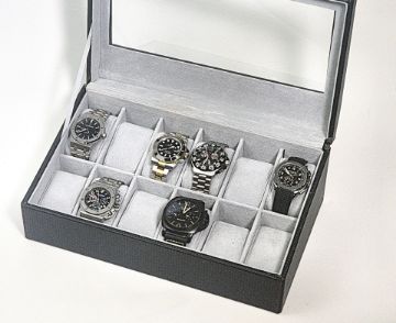 12 Watch Box for your watch collection carbon fiber style leatherette 12 Watch Box for your watch collection