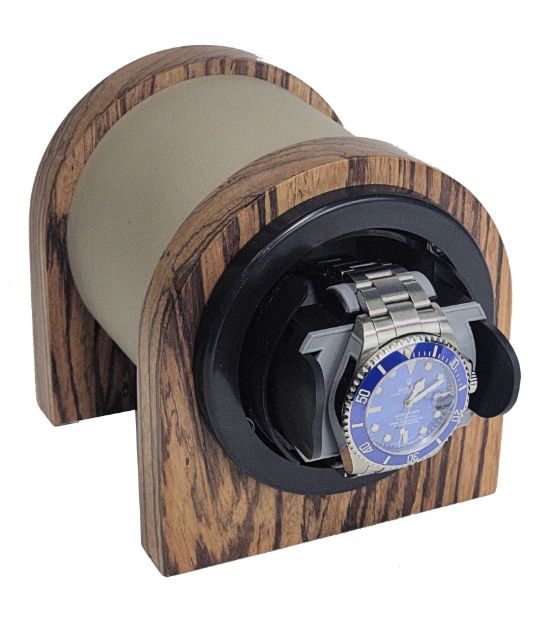 Handmade in USA Zebra hardwood single watch winder